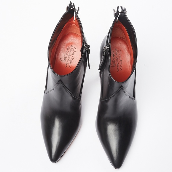 🆕NWT Santoni Black Leather High Heel Dress Boot - Picture 3 of 9